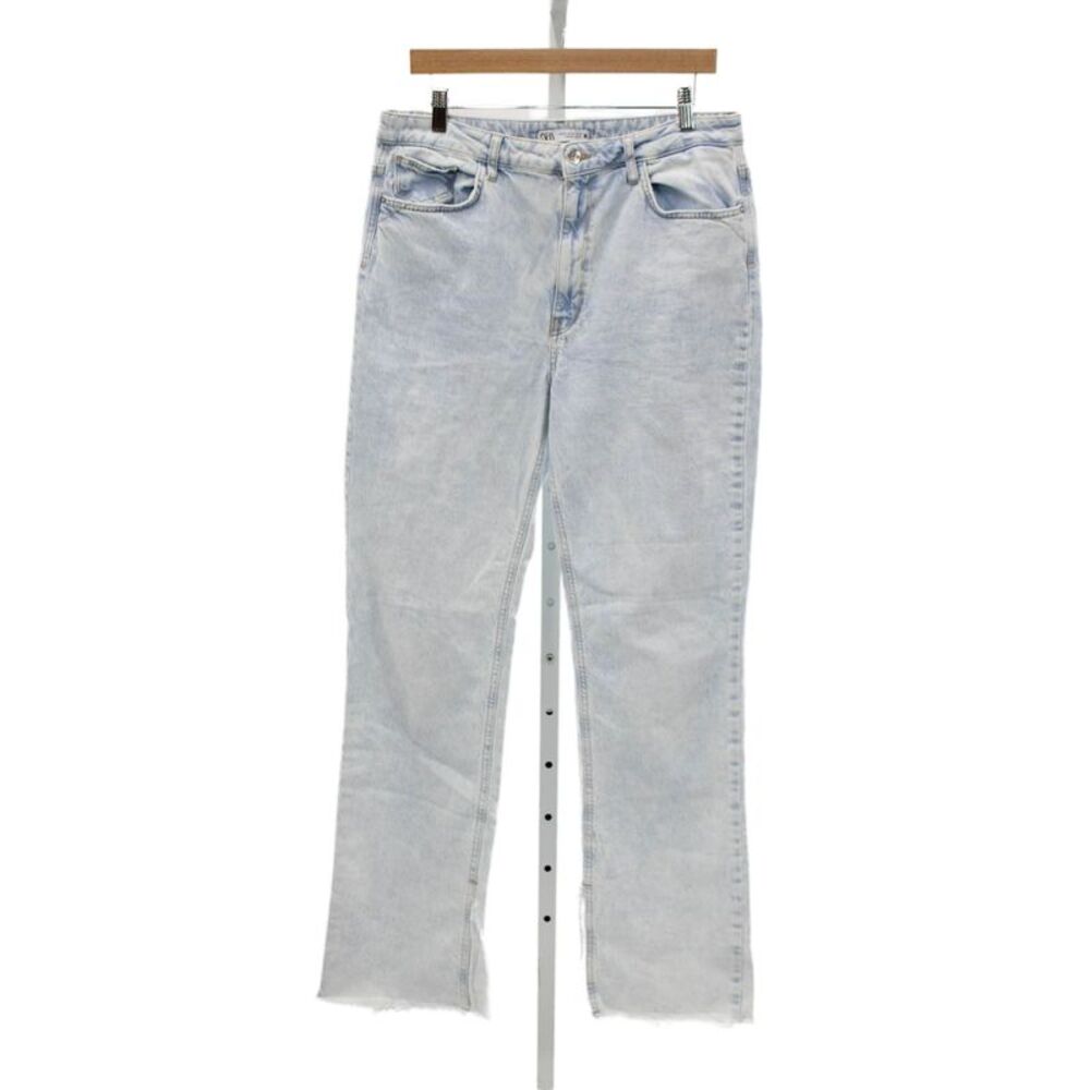 Zara Teens Straight Jeans Blue Mid-Rise Cotton 31in Inseam Size 12